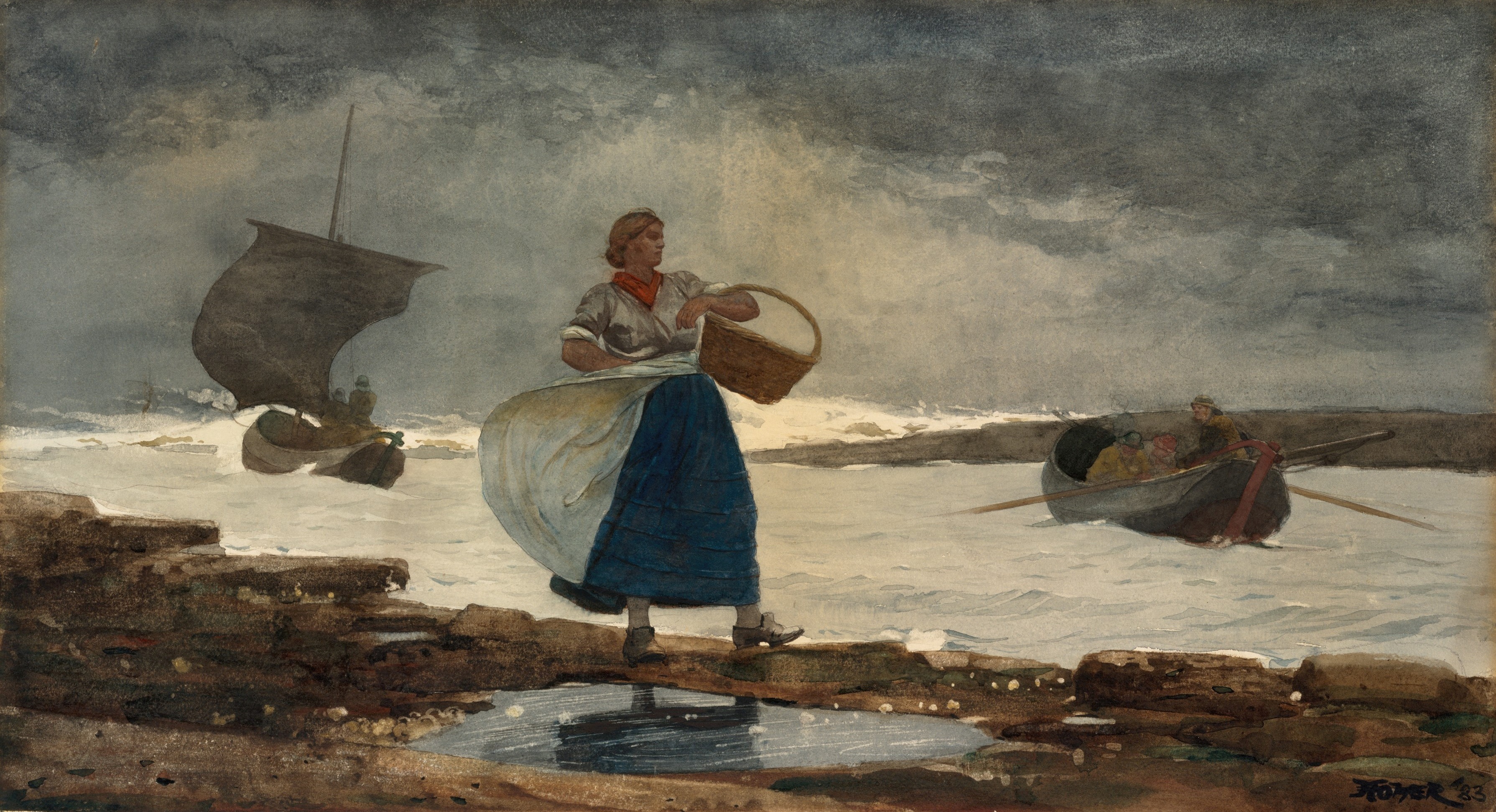 《酒吧内》（inside the bar）｜温斯洛·霍默 Winslow Homer｜1883