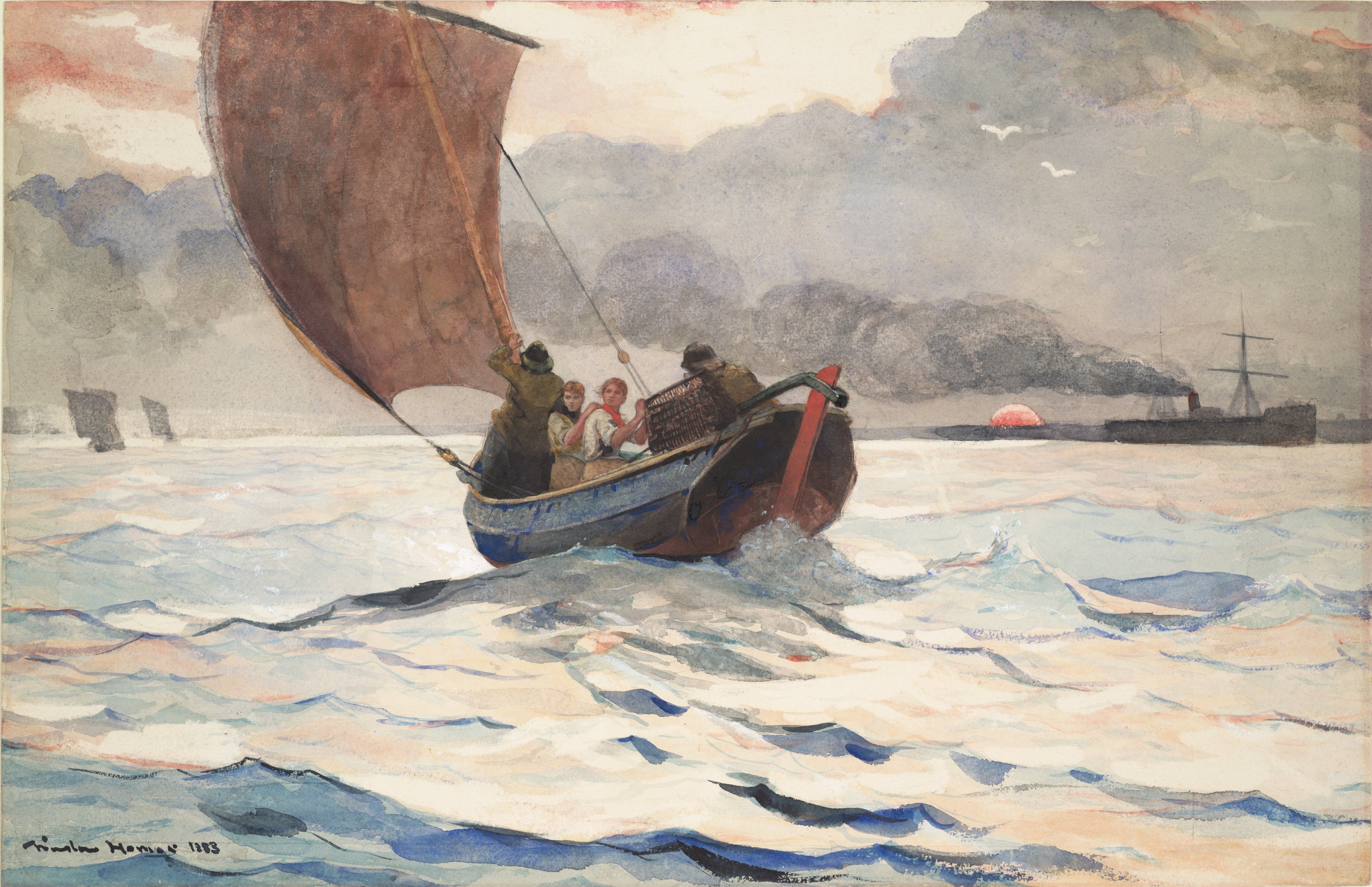 《归来的渔船》（returning fishing boats）｜温斯洛·霍默 Winslow Homer｜1883