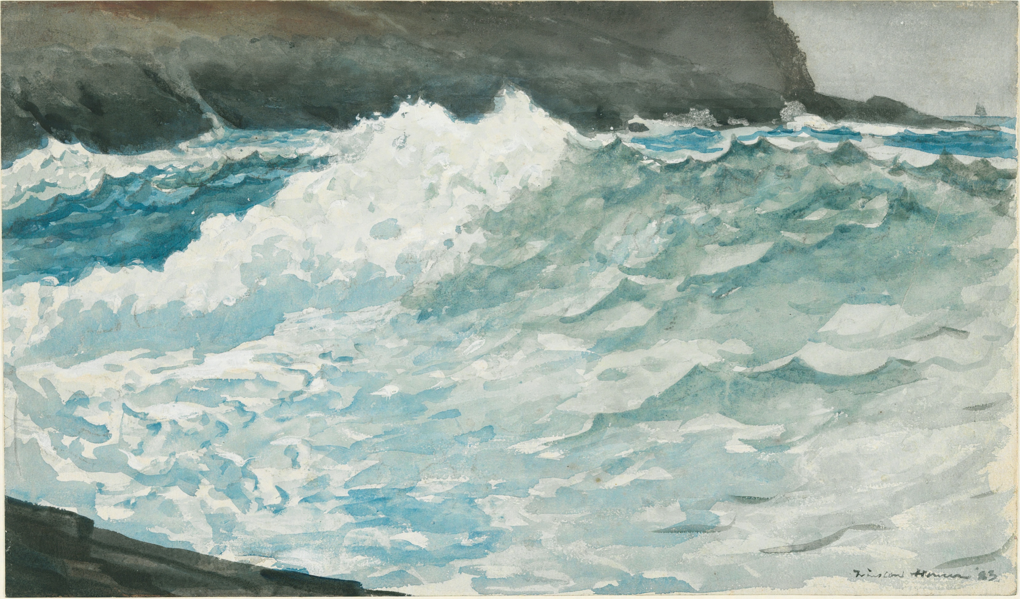 《冲浪伸出脖子》（surf prouts neck）｜温斯洛·霍默 Winslow Homer｜1883
