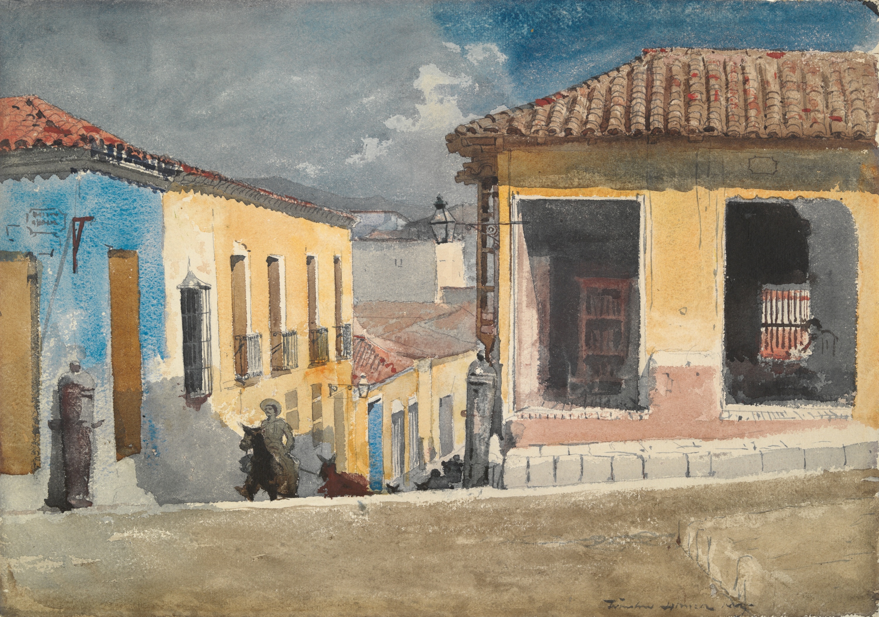 《古巴圣地亚哥街景》（santiago de cuba street scene）｜温斯洛·霍默 Winslow Homer｜1885