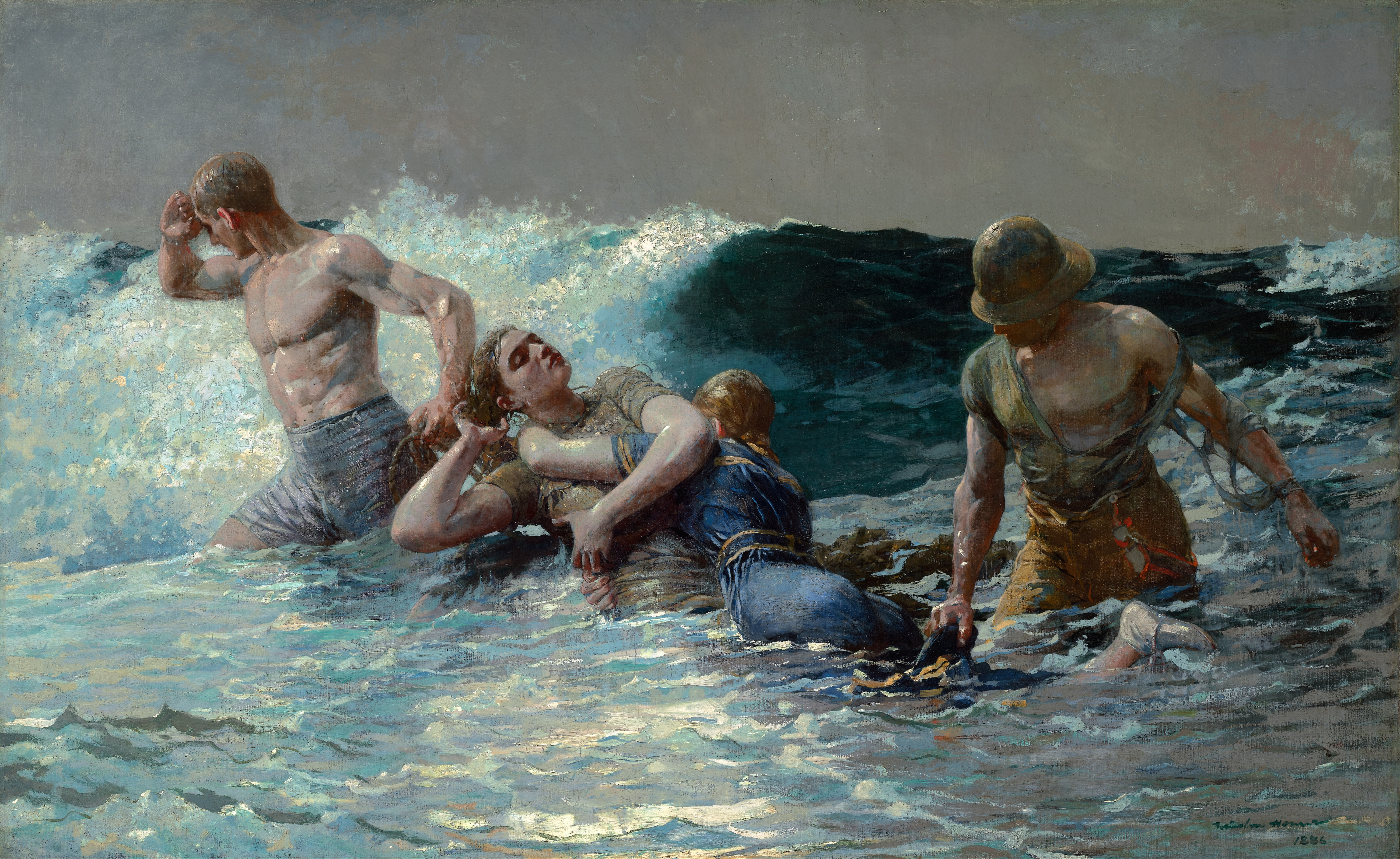 《潜流》（undertow）｜温斯洛·霍默 Winslow Homer｜1886