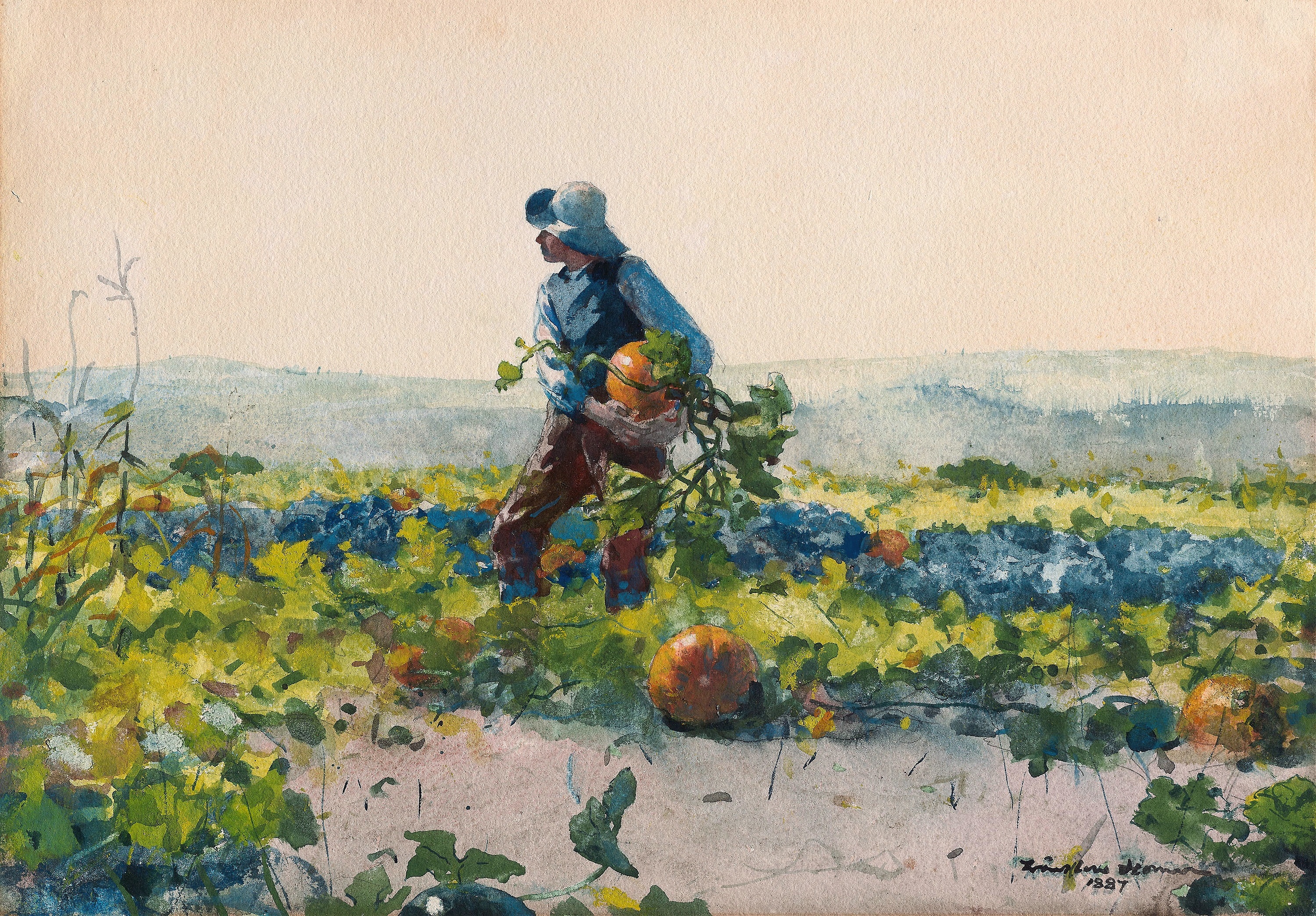 《做一名农民男孩》（for to be a farmers boy）｜温斯洛·霍默 Winslow Homer｜1887