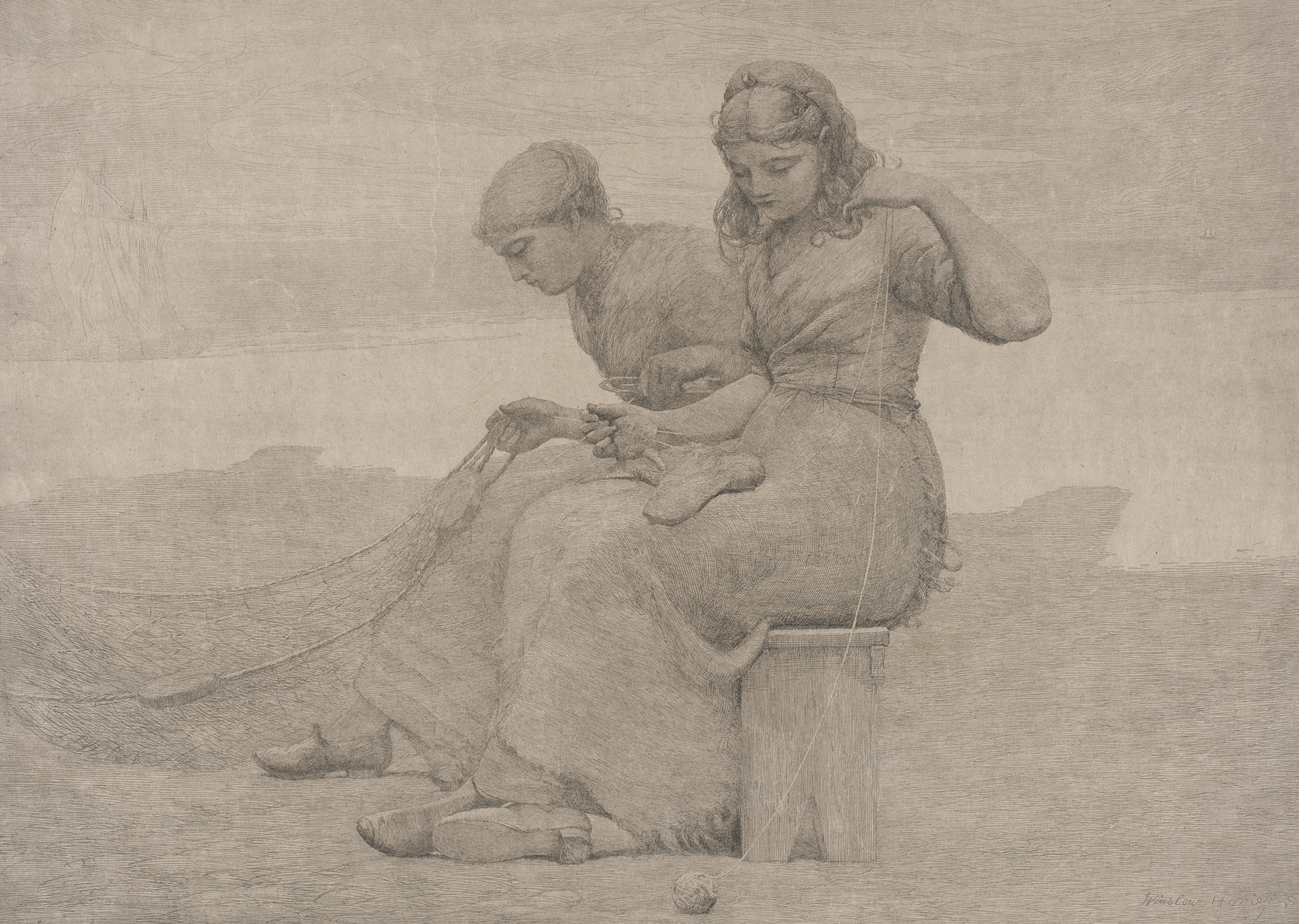 《修补眼泪》（mending the tears）｜温斯洛·霍默 Winslow Homer｜1888