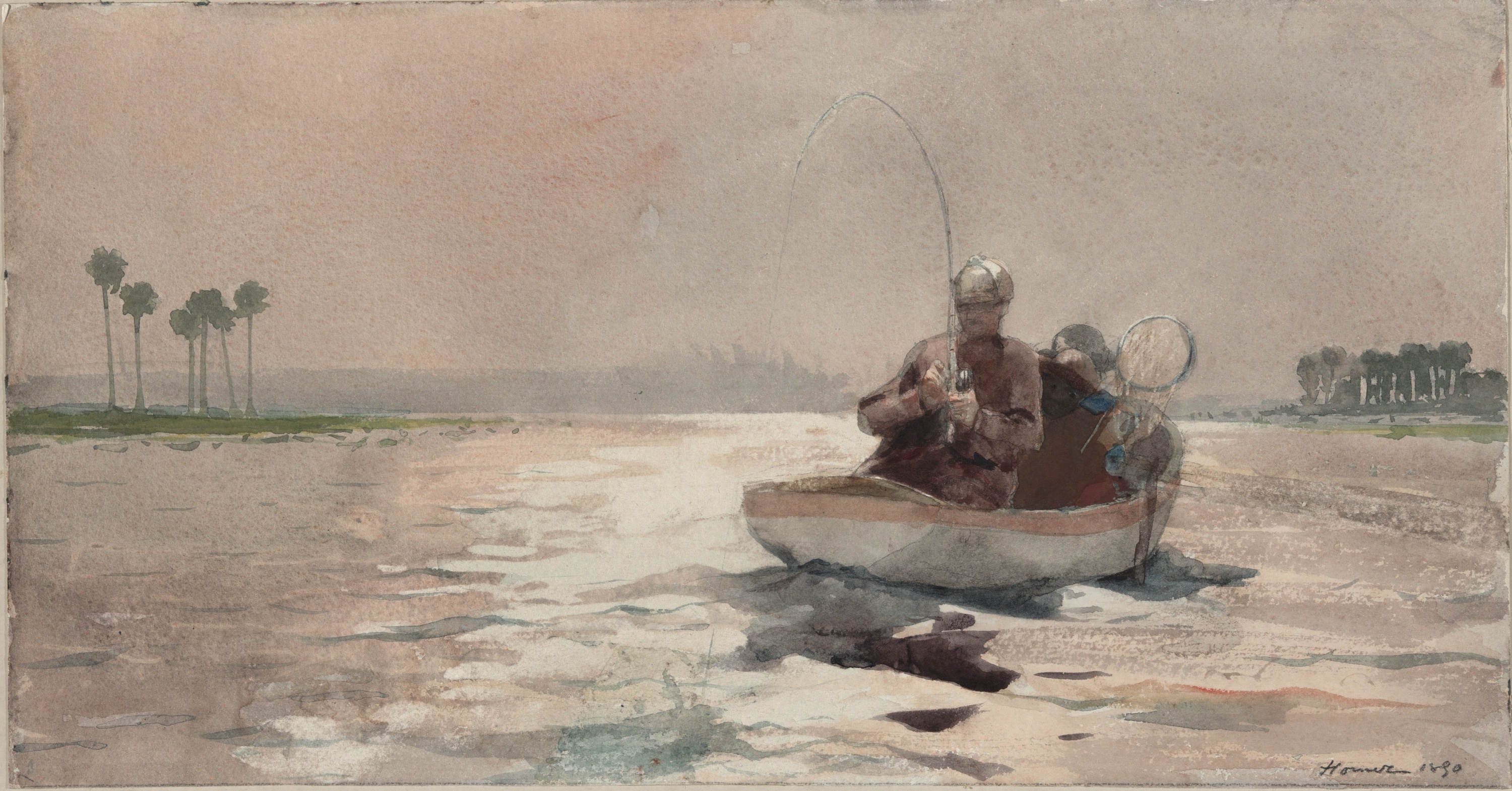 《佛罗里达州鲈鱼钓鱼》（bass fishing florida）｜温斯洛·霍默 Winslow Homer｜1890