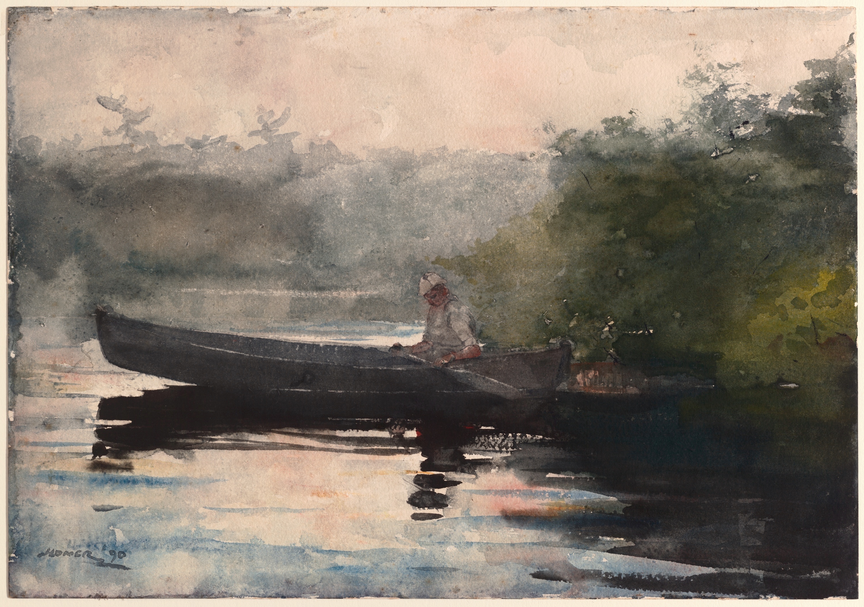 《阿迪朗达克的一天结束》（the end of the day adirondacks）｜温斯洛·霍默 Winslow Homer｜1890