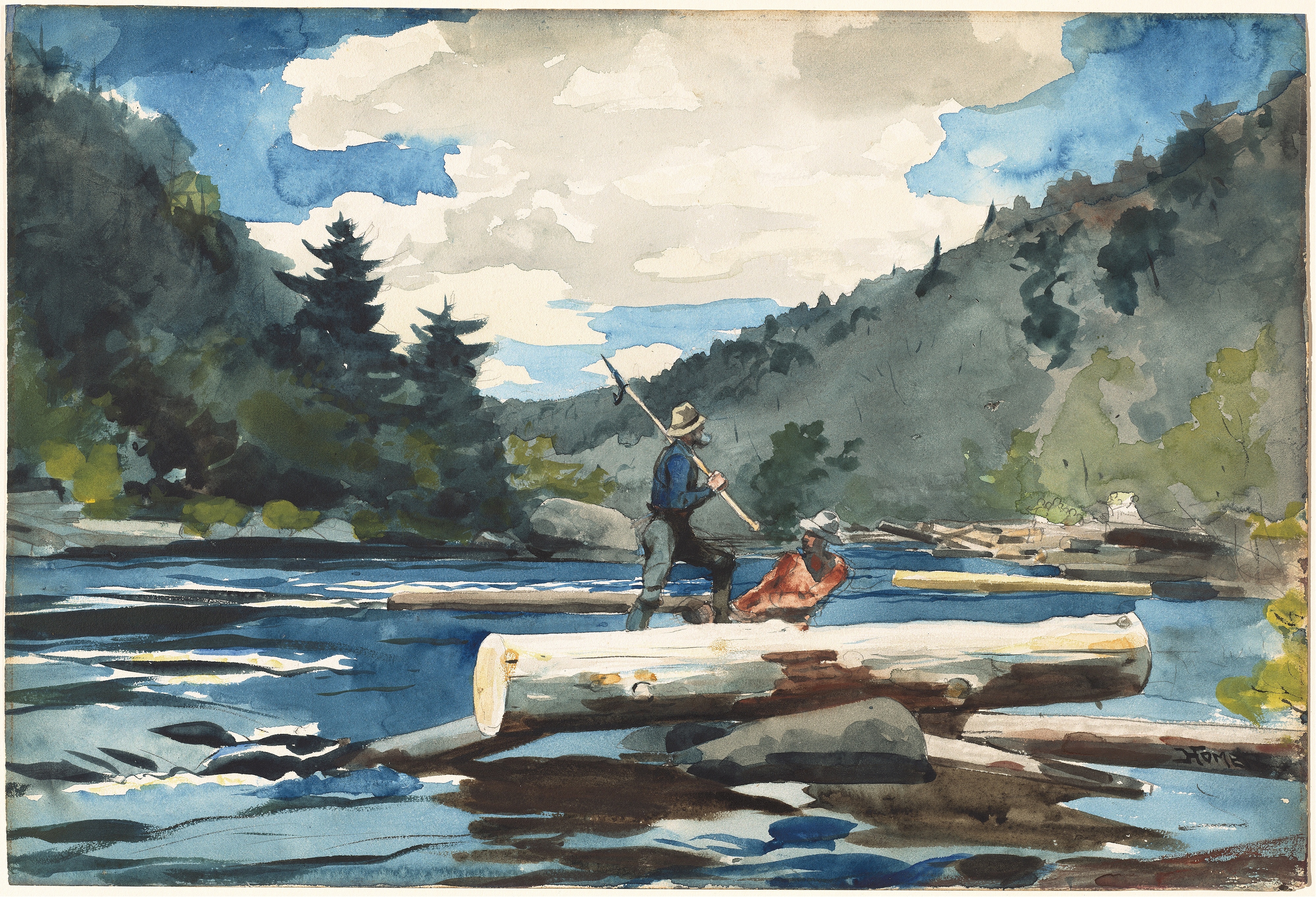 《哈德逊河伐木》（hudson river logging）｜温斯洛·霍默 Winslow Homer｜1891–1892