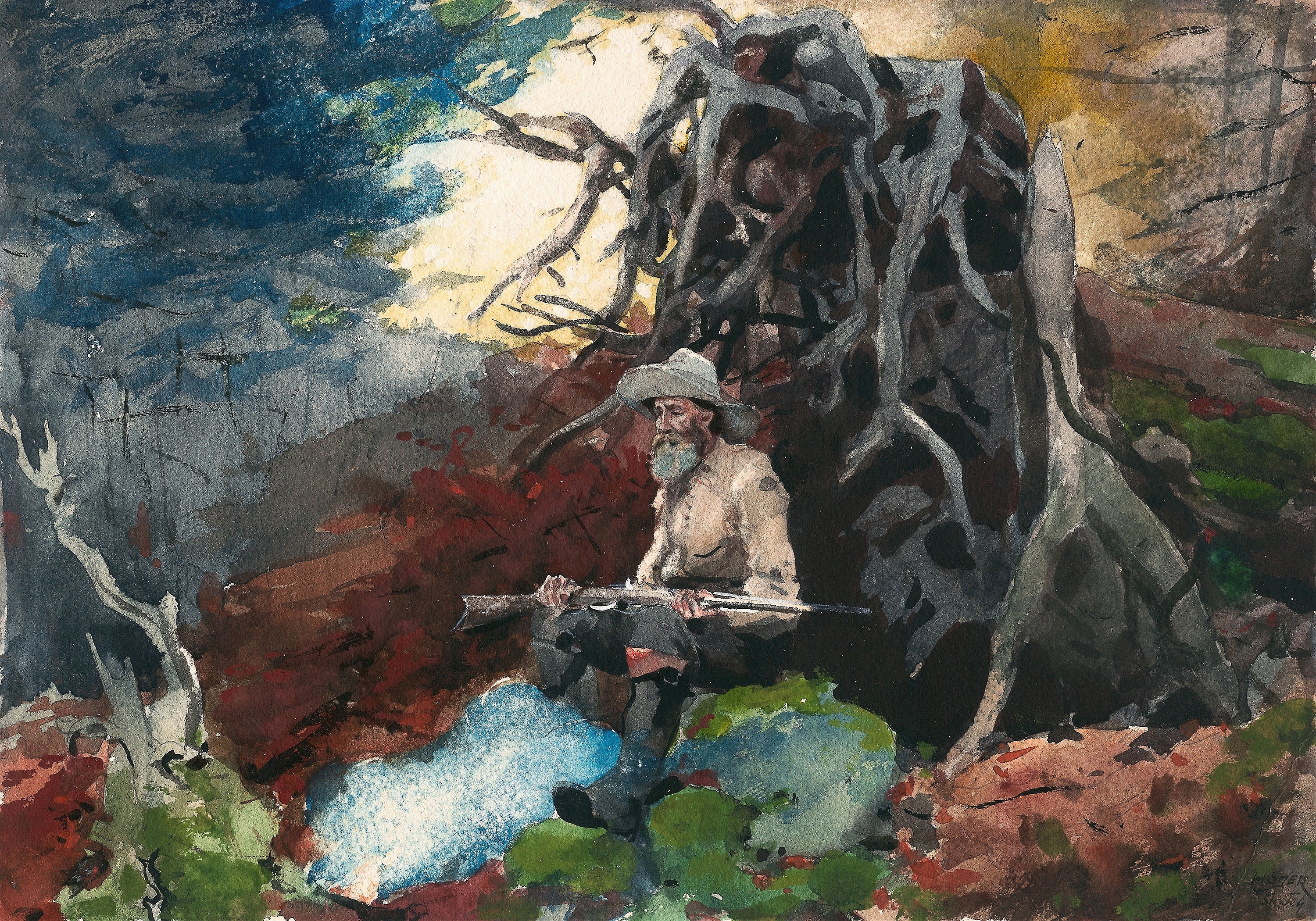 《篝火阿迪朗达克》（campfire adirondacks）｜温斯洛·霍默 Winslow Homer｜1892