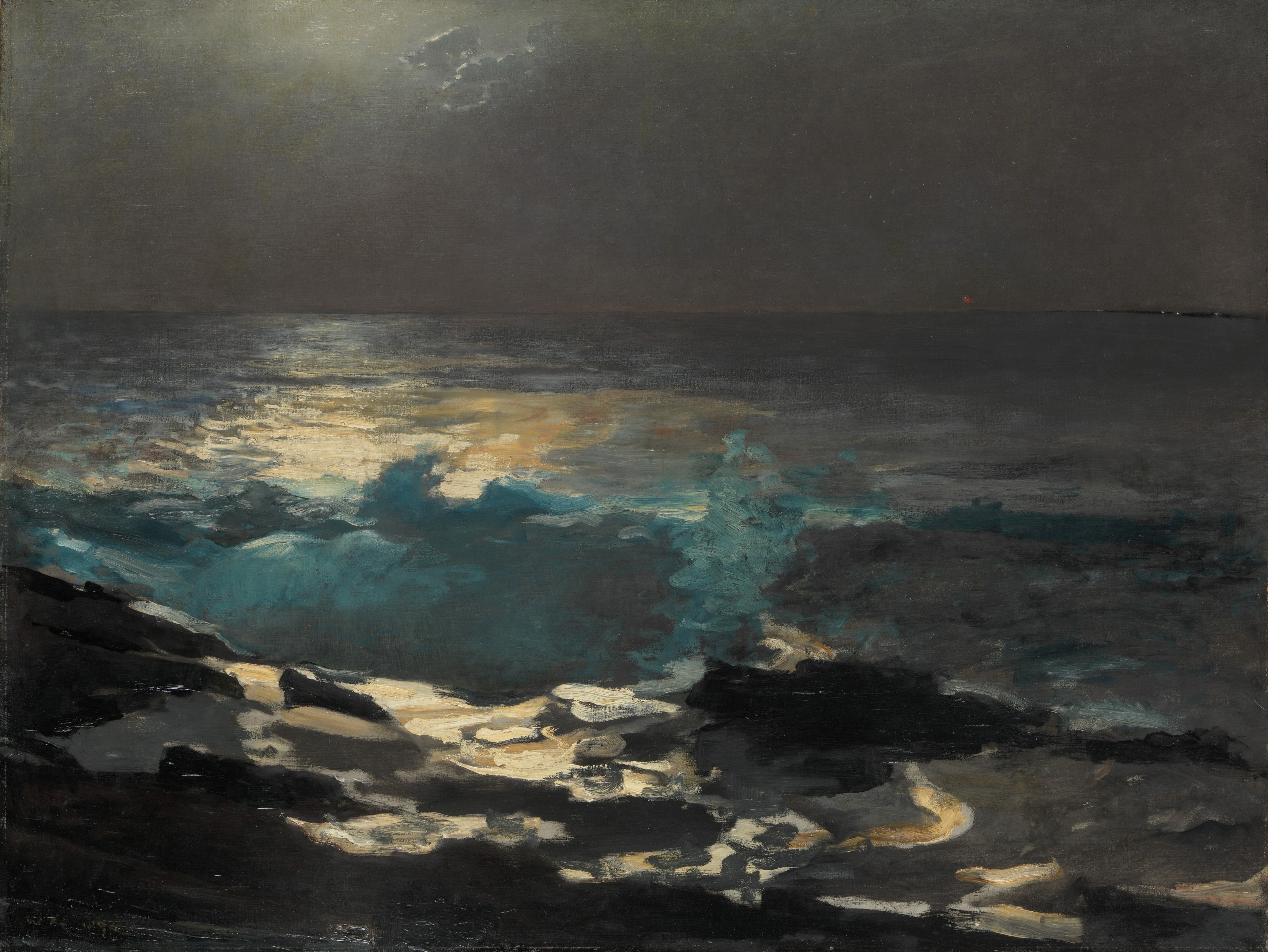 《月光木岛灯》（moonlight wood island light）｜温斯洛·霍默 Winslow Homer｜1894
