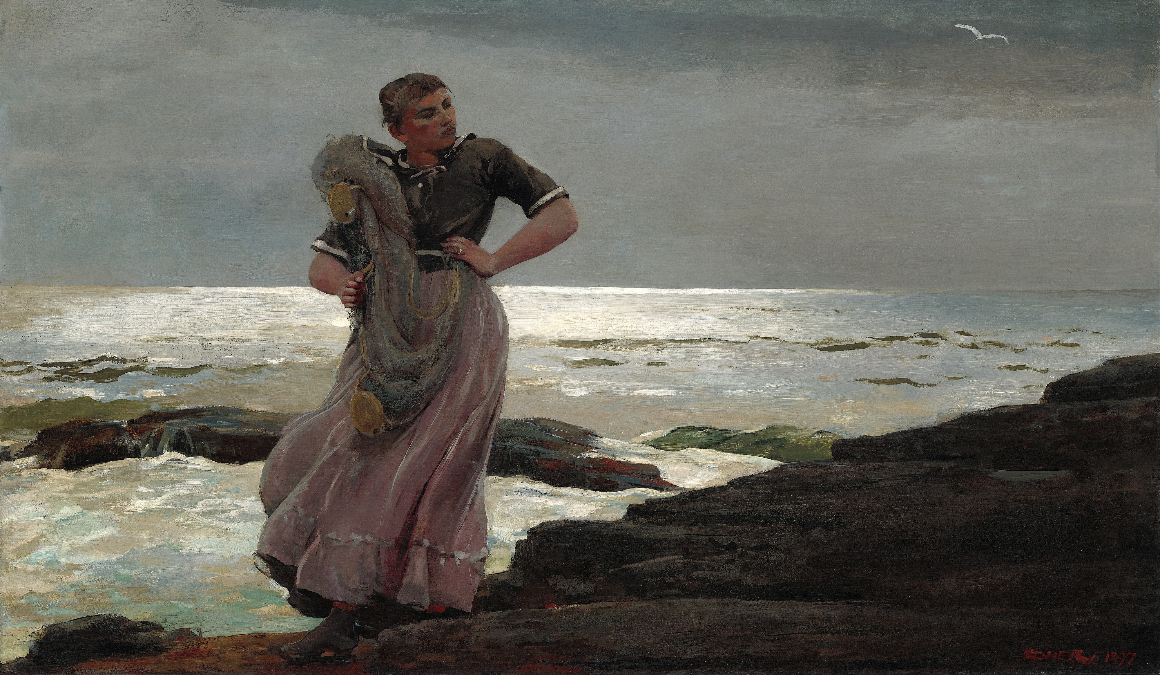 《海面上的一盏灯》（a light on the sea）｜温斯洛·霍默 Winslow Homer｜1897