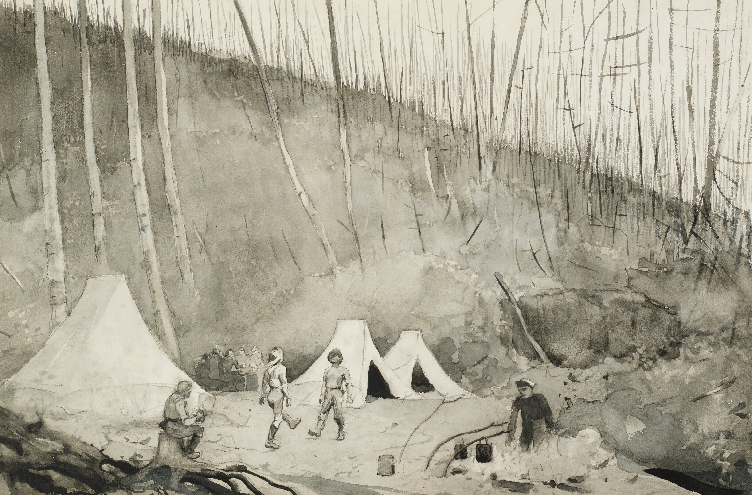 《在加拿大露营》（camp in canada）｜温斯洛·霍默 Winslow Homer｜1897