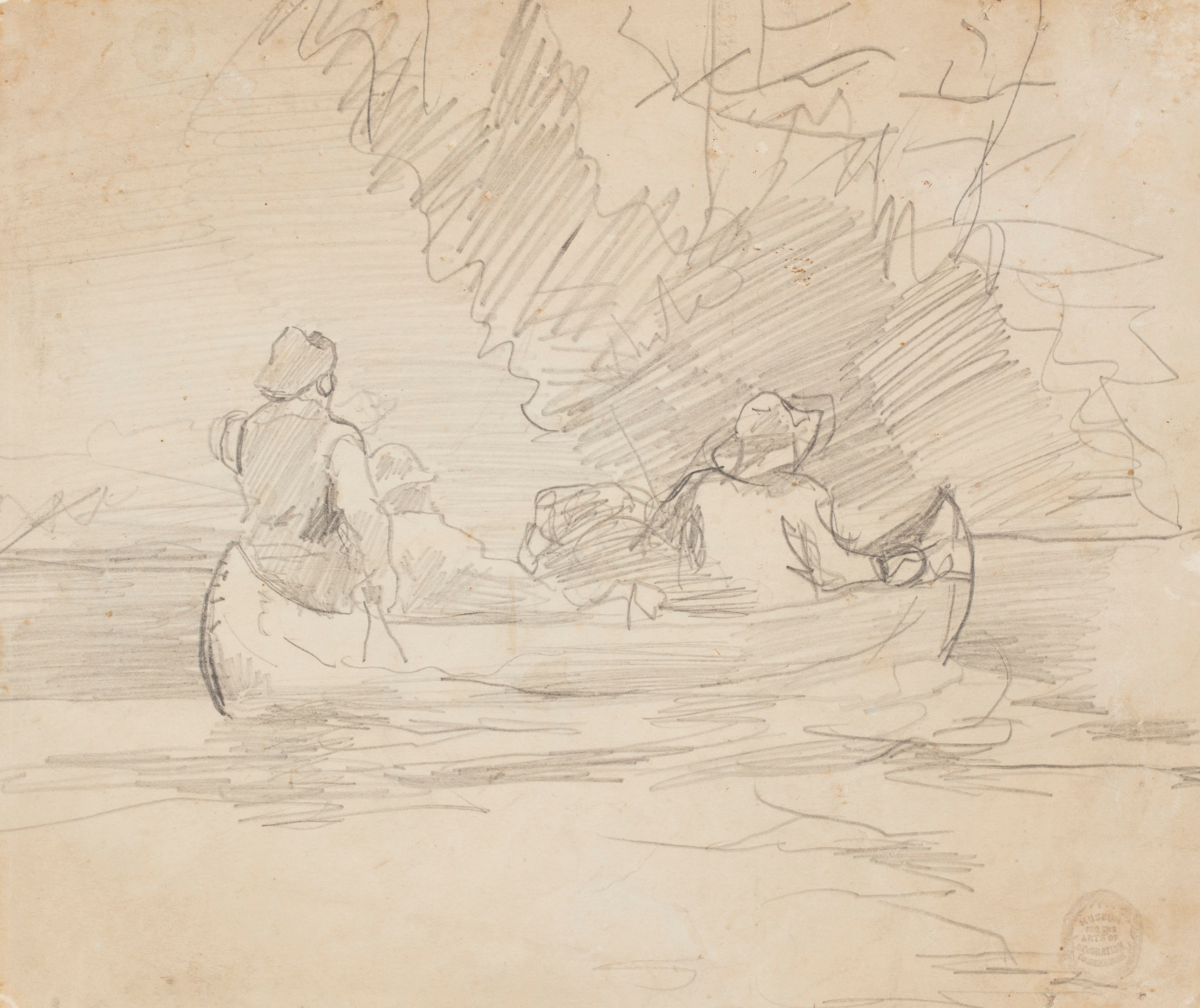 《与三个人划独木舟》（canoe with three men）｜温斯洛·霍默 Winslow Homer｜1897