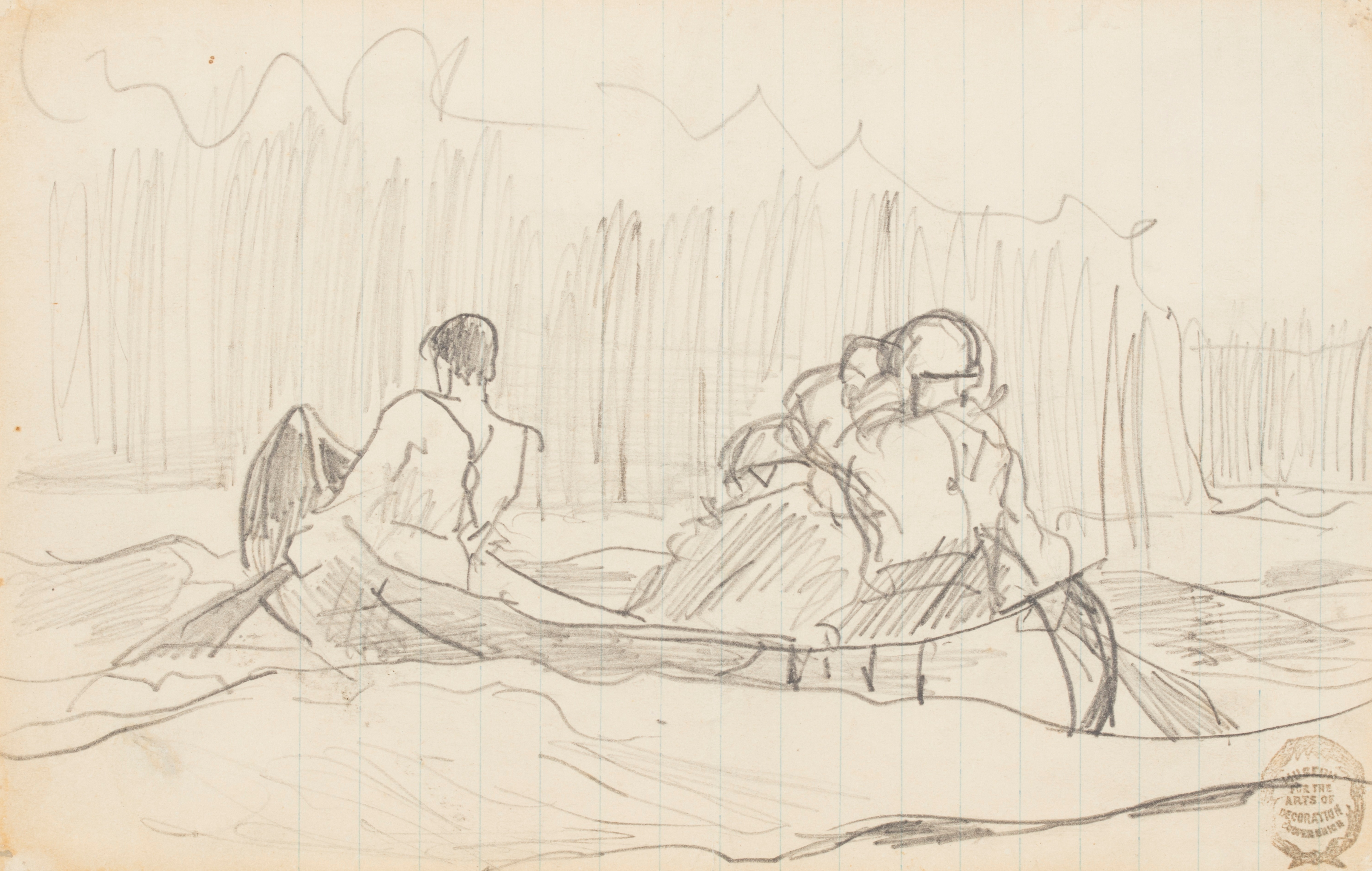 《与三个人划独木舟》（canoe with three men）｜温斯洛·霍默 Winslow Homer｜1897