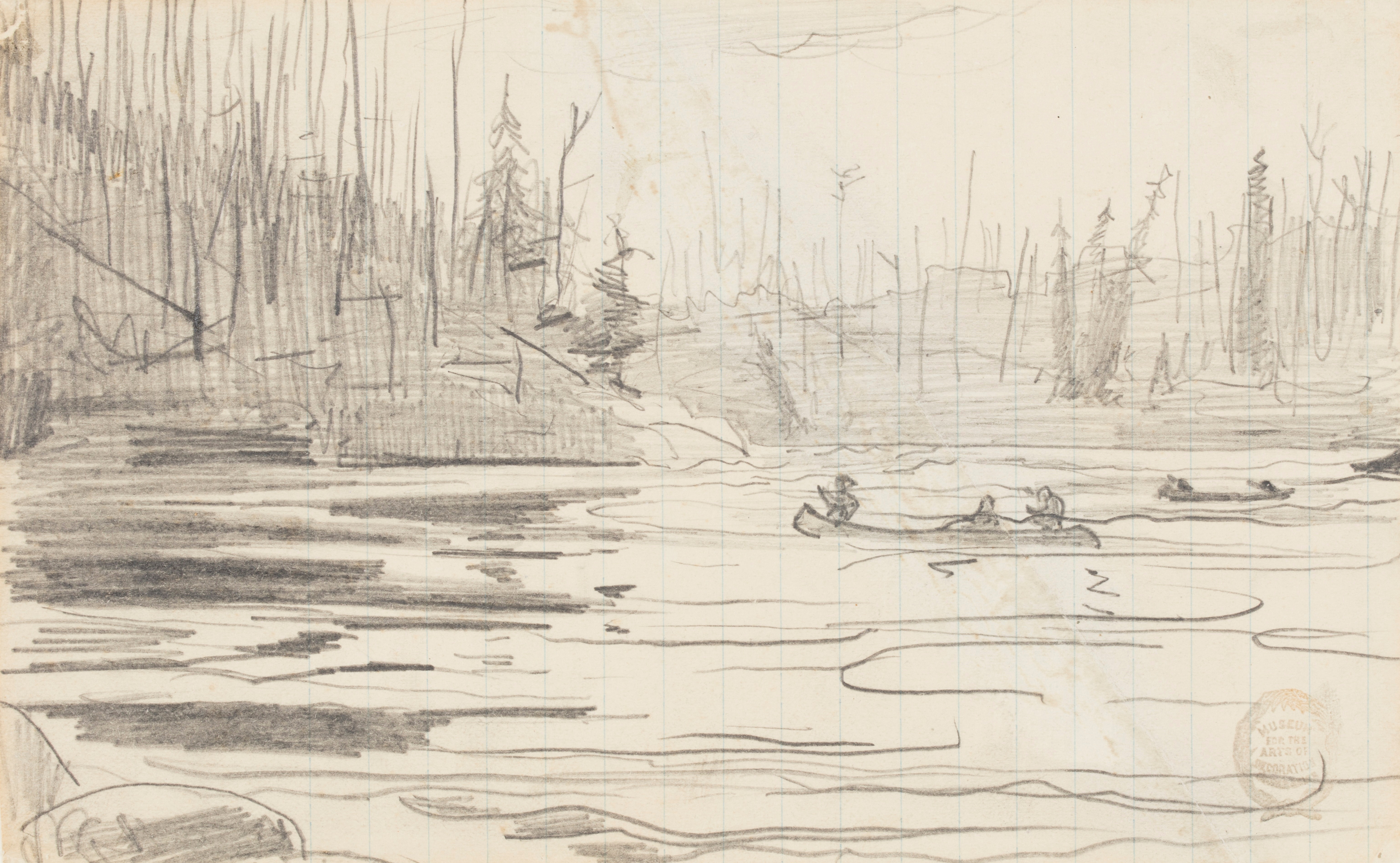 《湖上的独木舟》（canoes on a lake）｜温斯洛·霍默 Winslow Homer｜1897