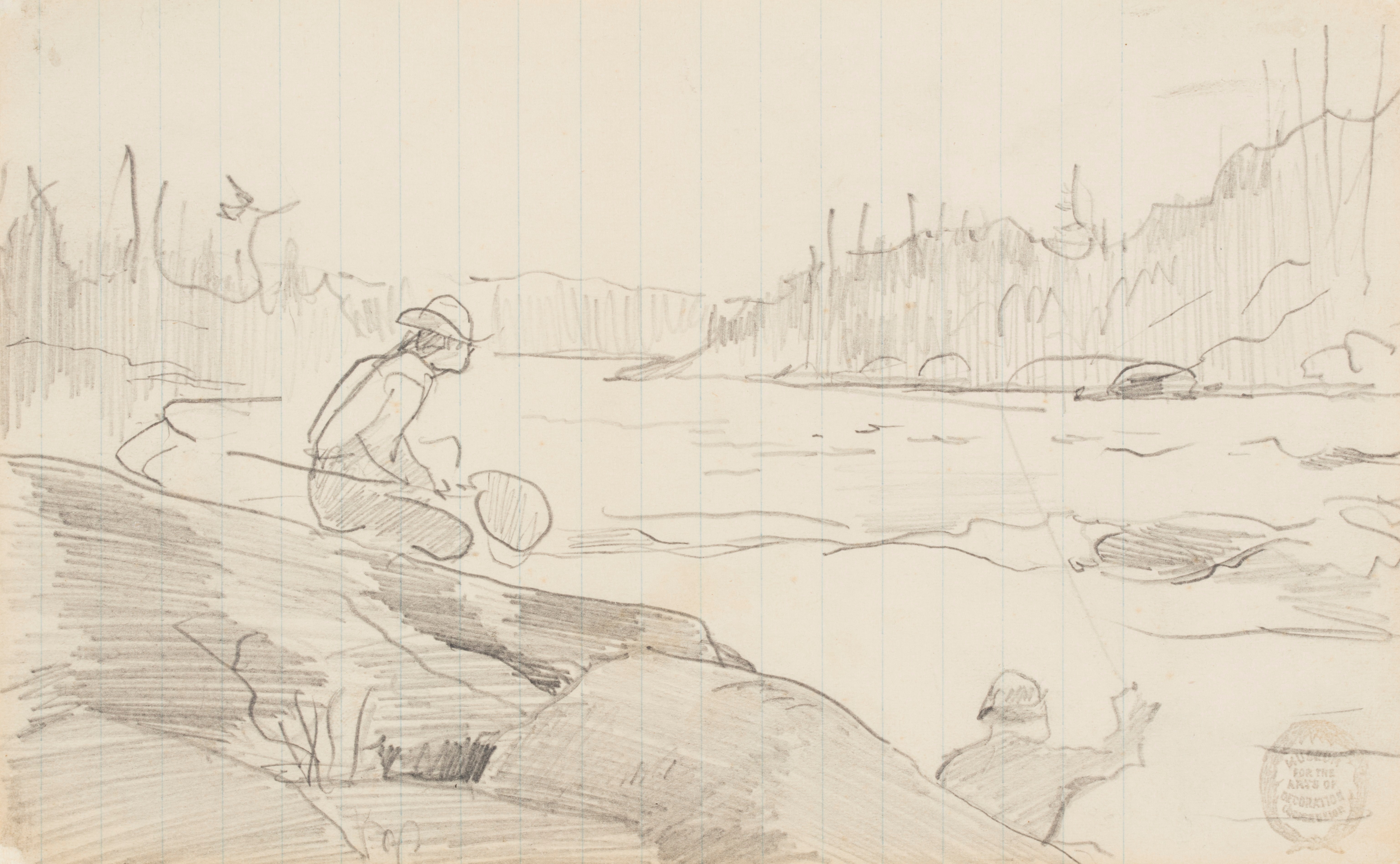 《男子用竿和网钓鱼》（men fishing with a rod and net）｜温斯洛·霍默 Winslow Homer｜1897