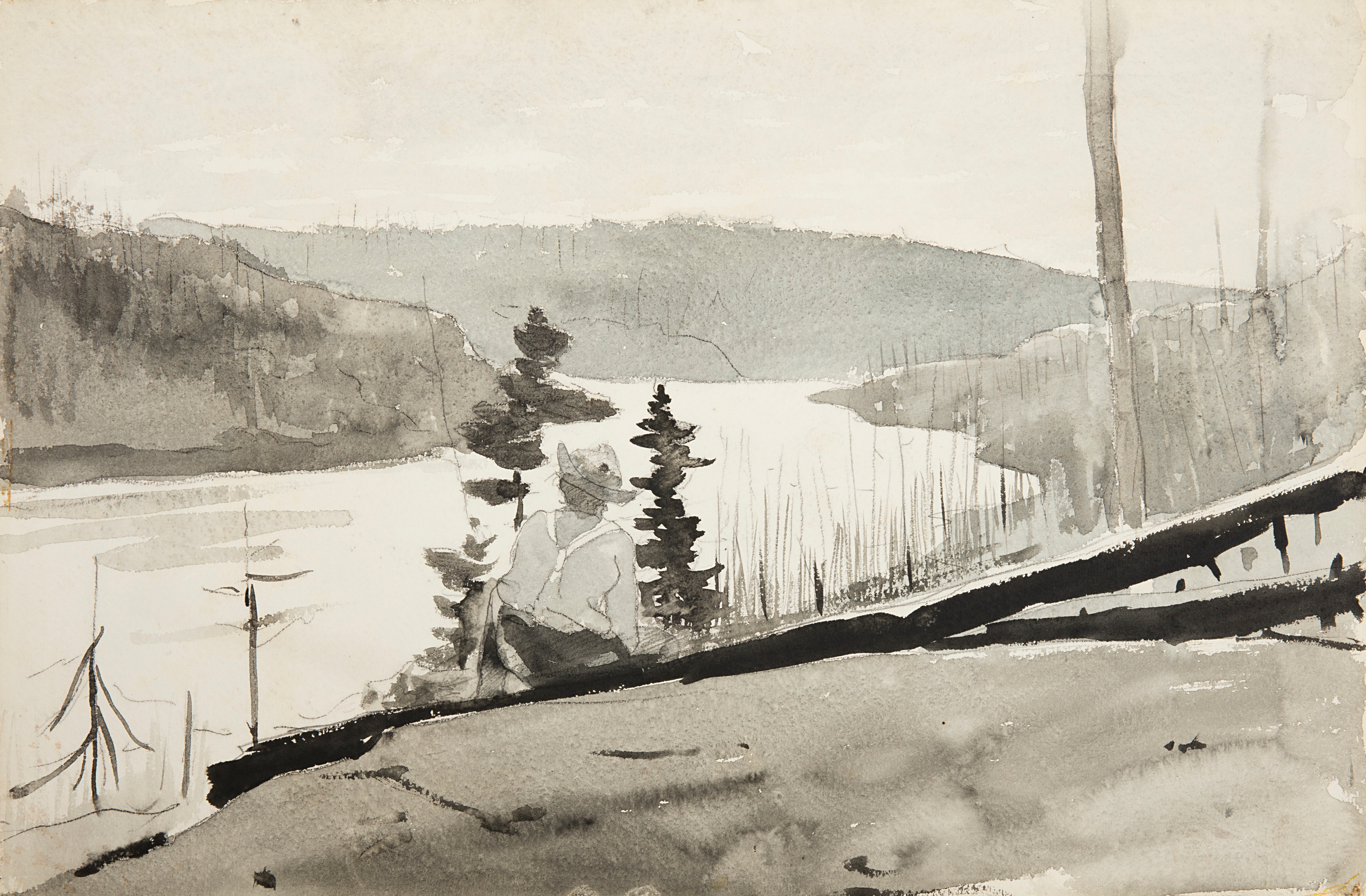 《山区河流或湖泊》（mountain river or lake）｜温斯洛·霍默 Winslow Homer｜1897