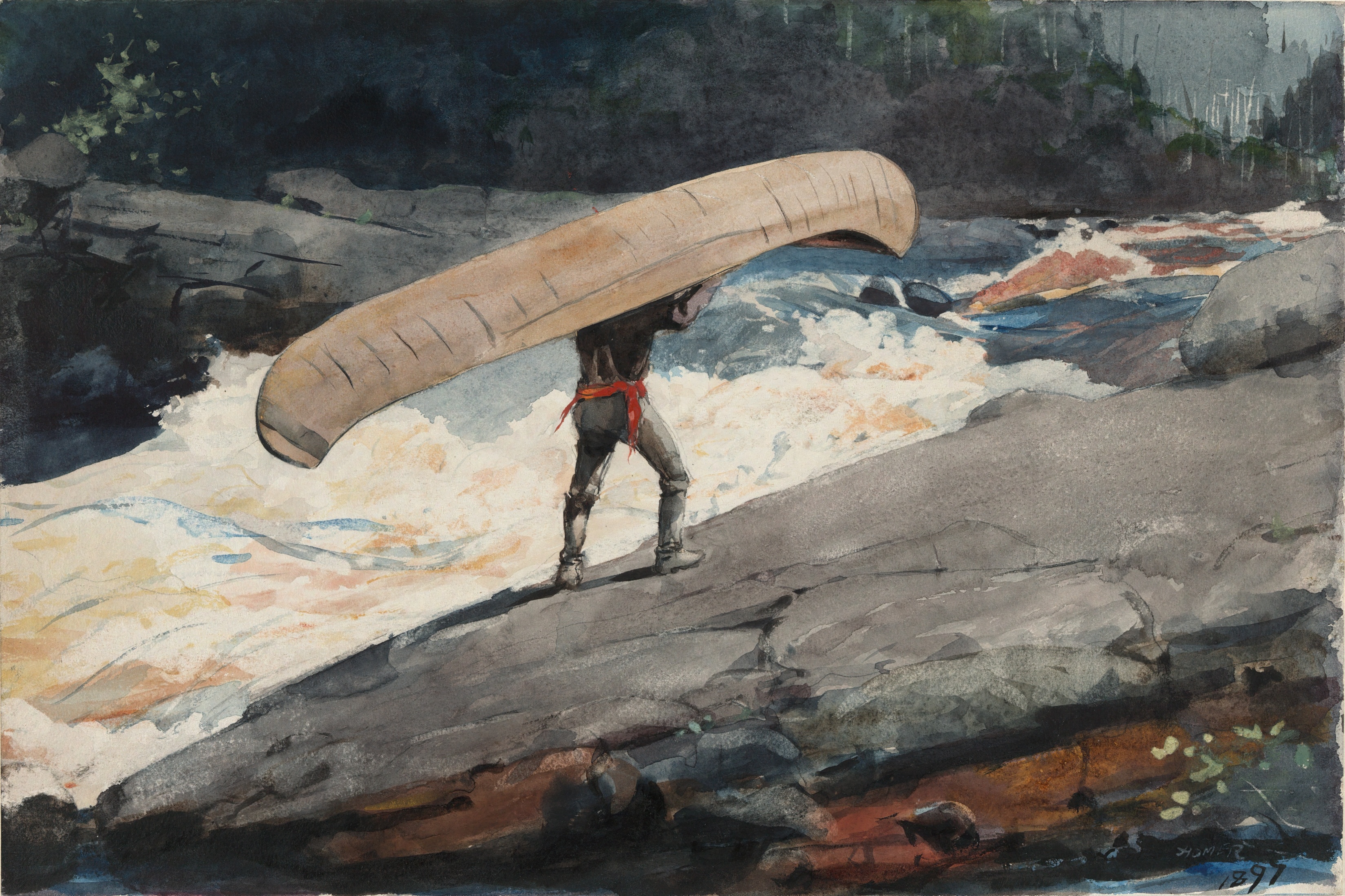 《搬运工》（the portage）｜温斯洛·霍默 Winslow Homer｜1897
