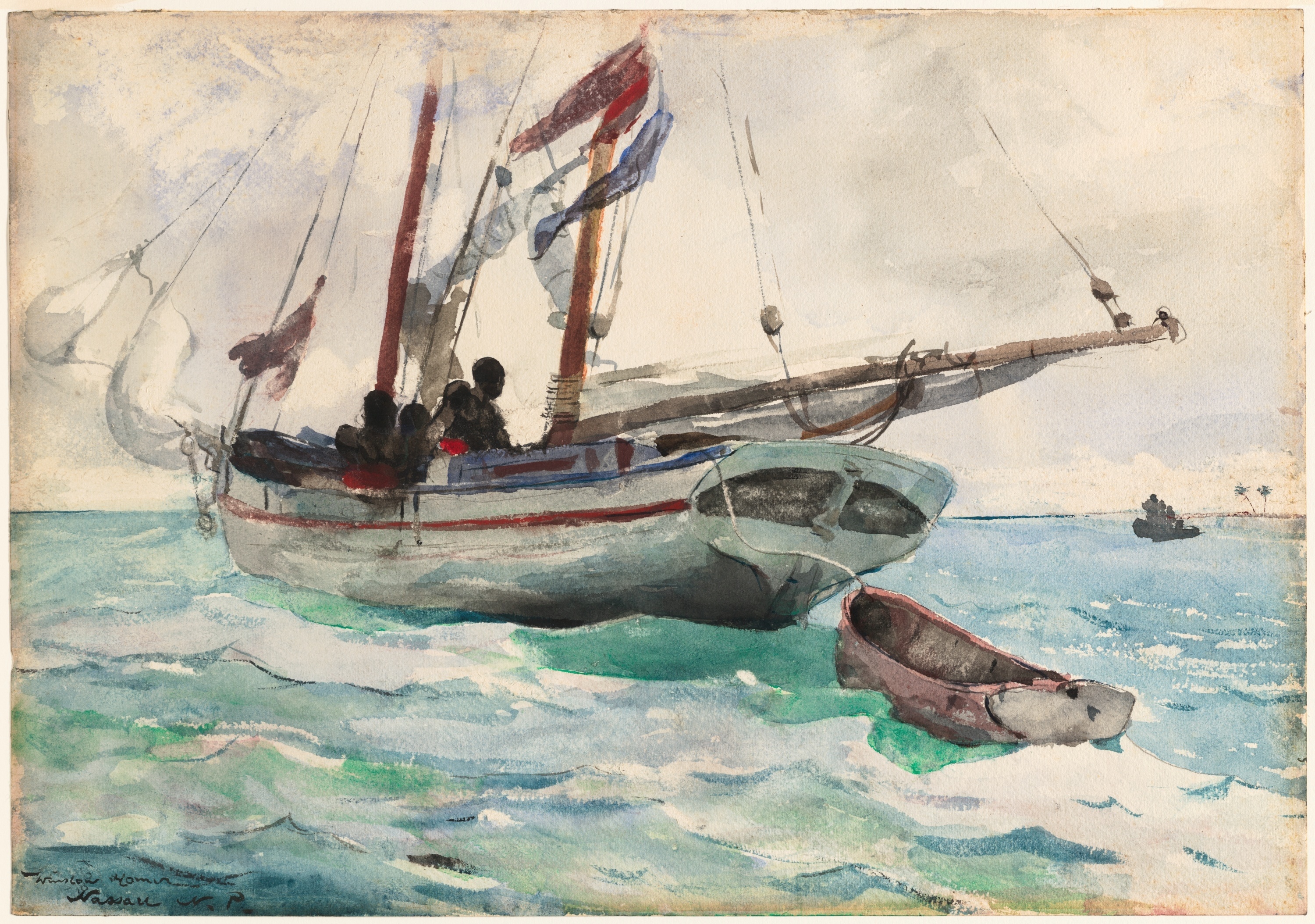 《拿骚纵帆船》（schooner nassau）｜温斯洛·霍默 Winslow Homer｜1898–99