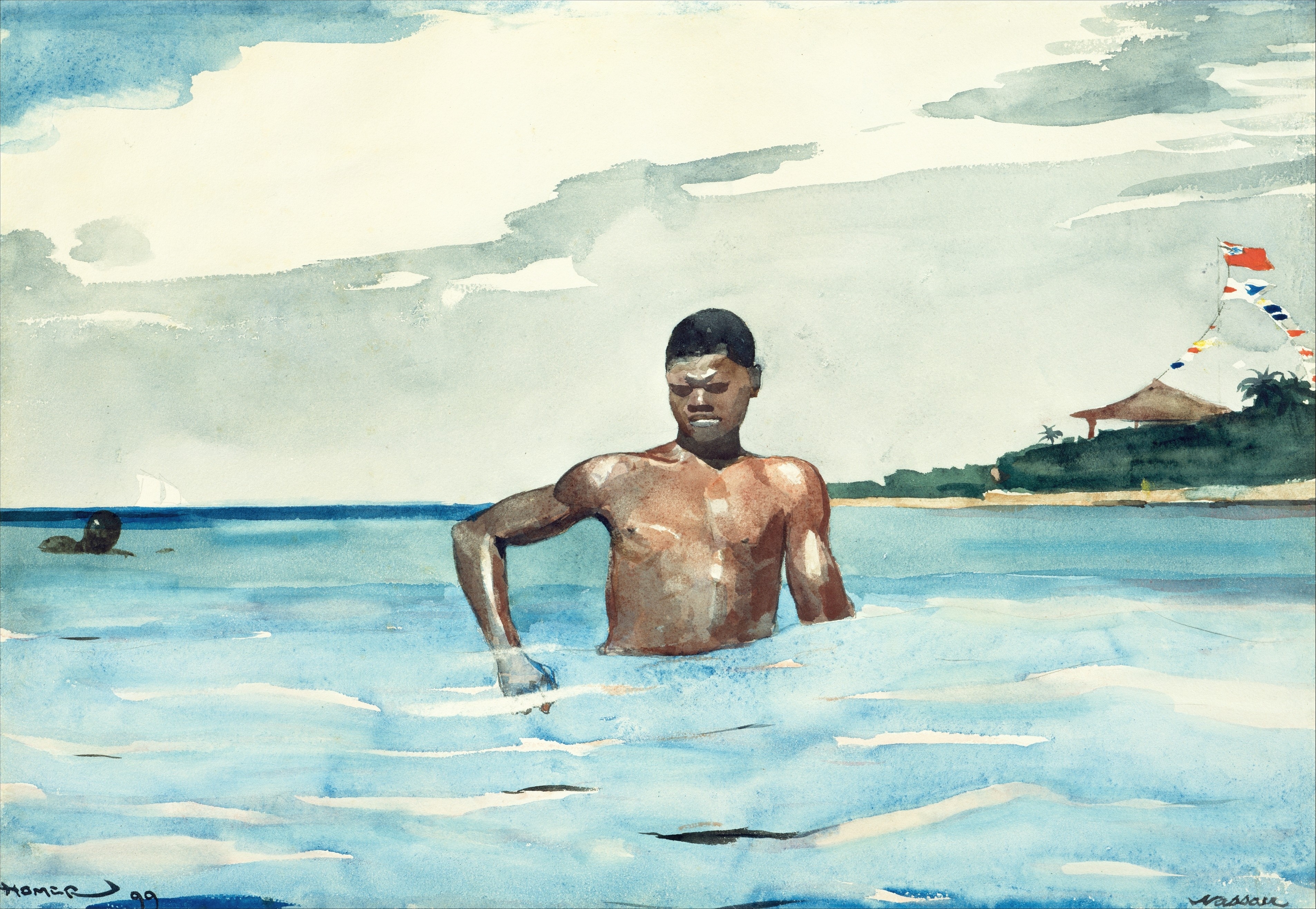 《沐浴者》（the bather）｜温斯洛·霍默 Winslow Homer｜1899
