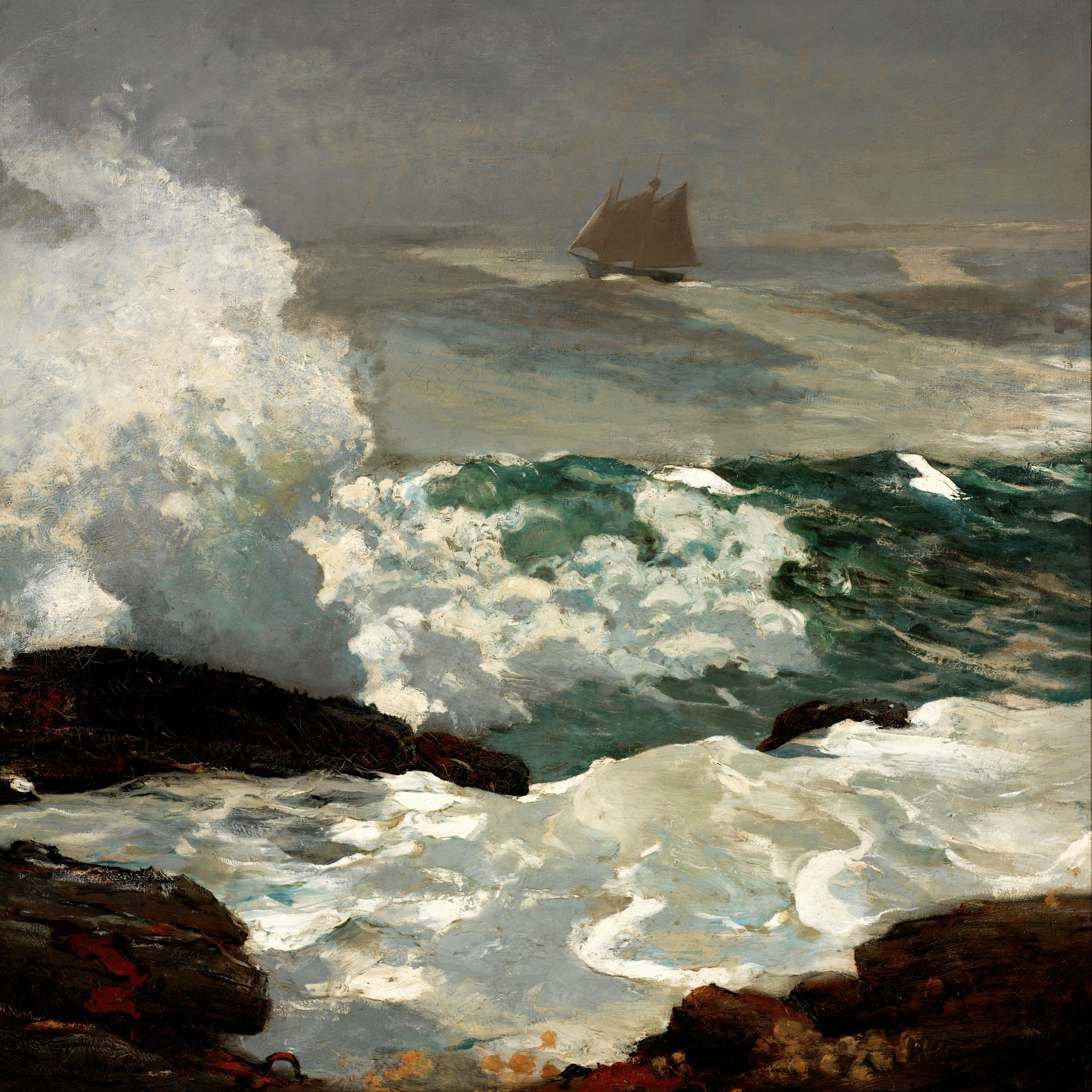 《在背风岸上》（on a lee shore）｜温斯洛·霍默 Winslow Homer｜1900