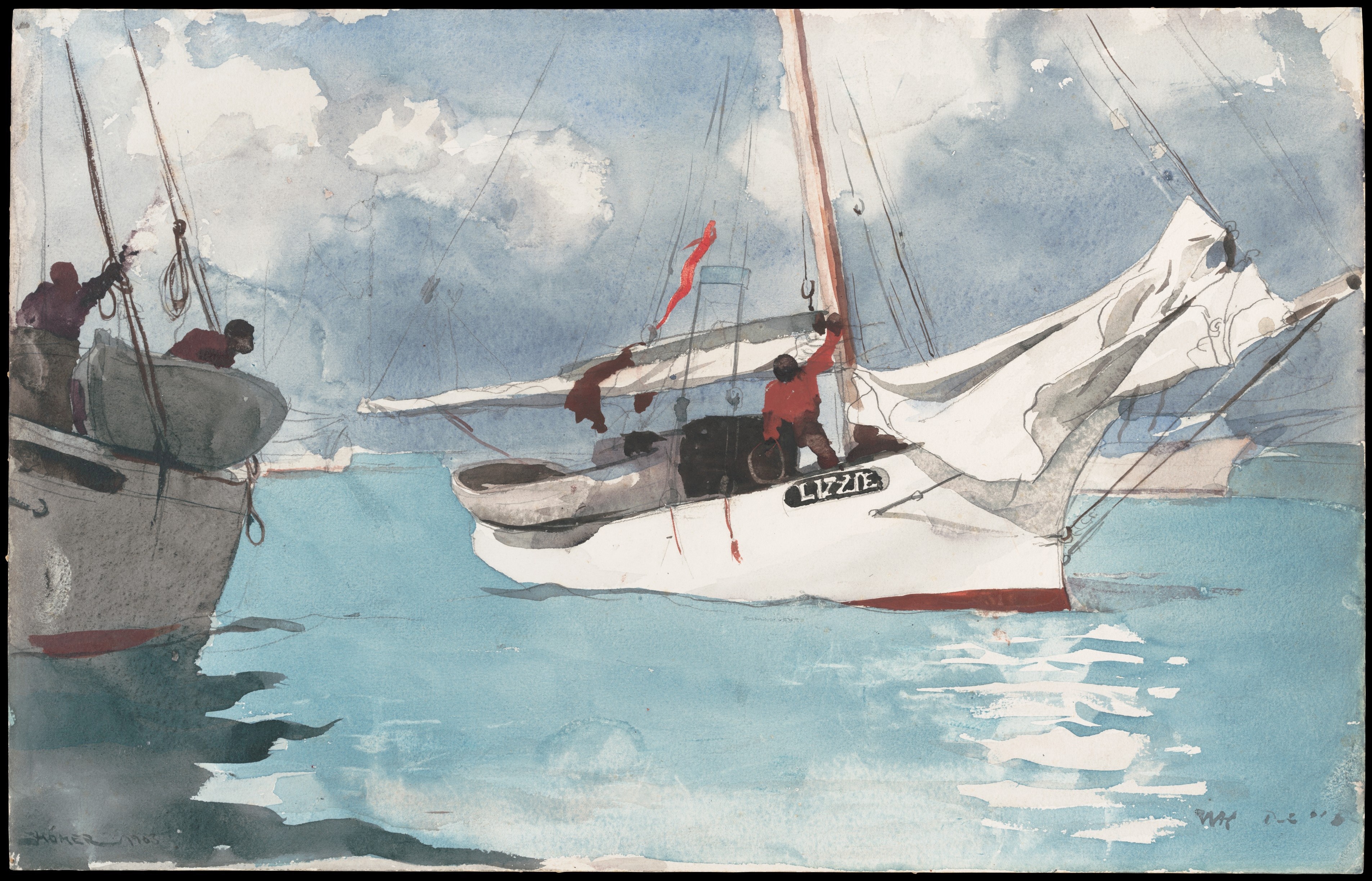 《渔船 基韦斯特》（fishing boats key west）｜温斯洛·霍默 Winslow Homer｜1903