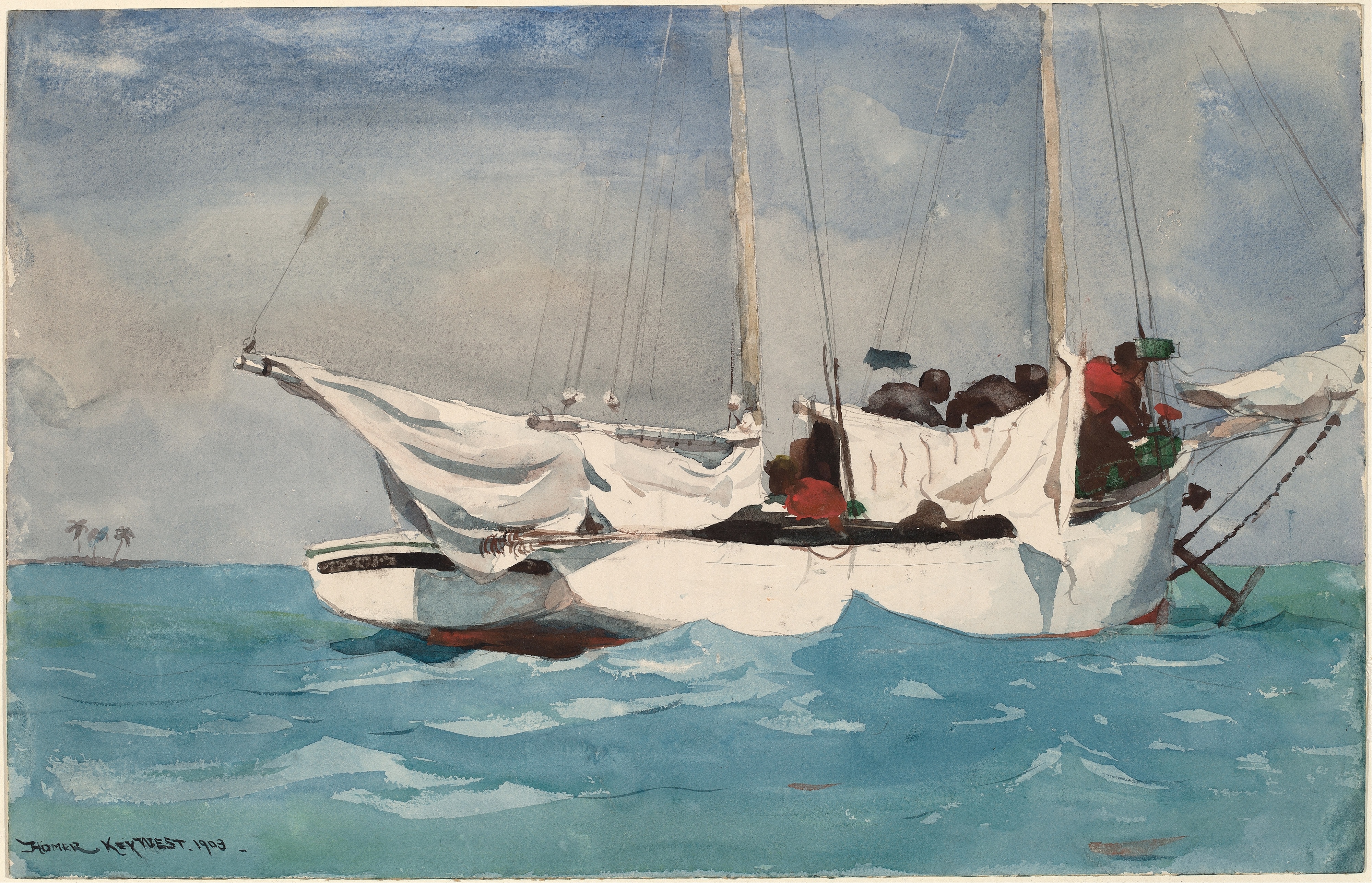 《基韦斯特牵引锚》（key west hauling anchor）｜温斯洛·霍默 Winslow Homer｜1903