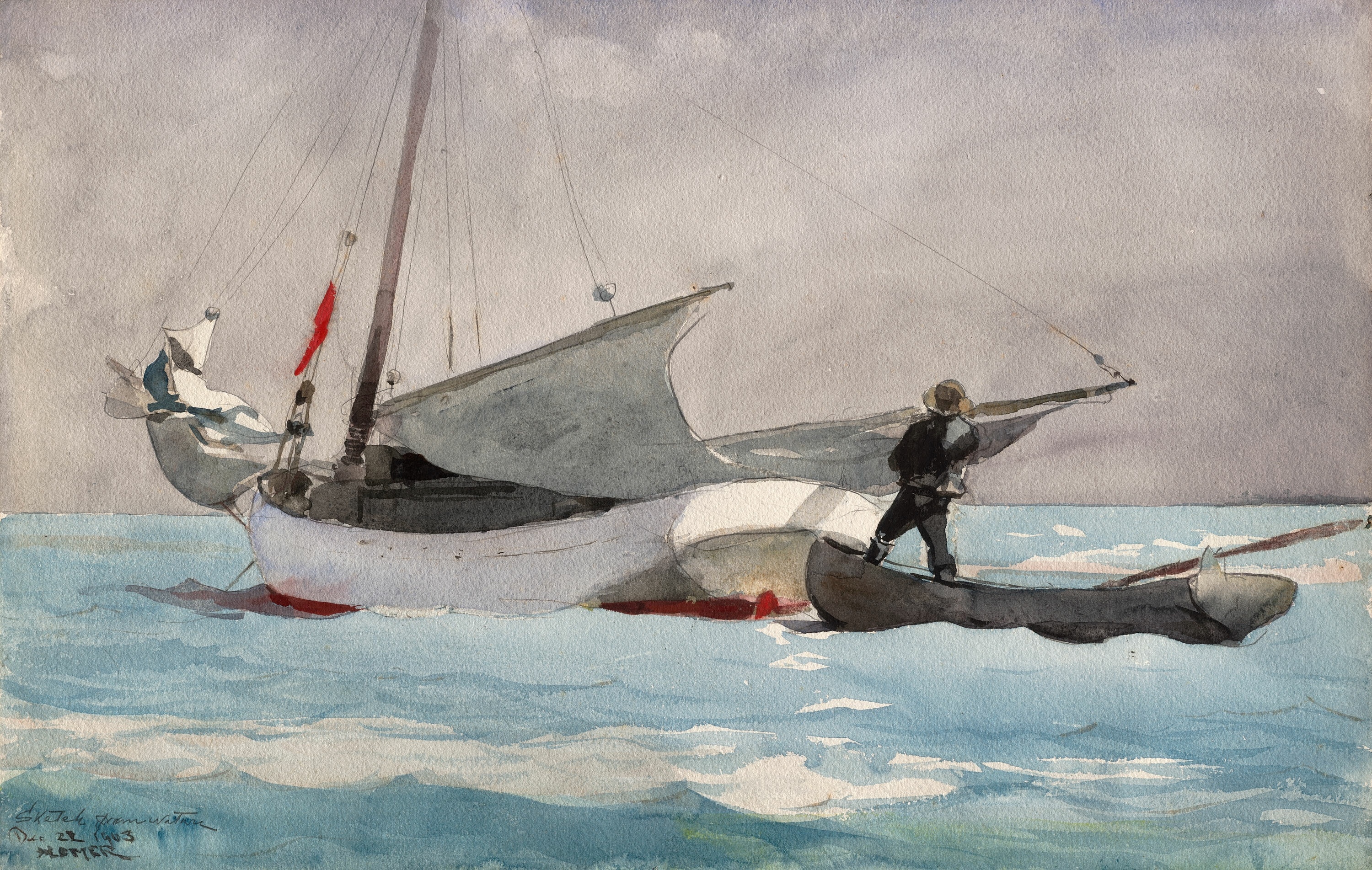 《收起帆》（stowing sail）｜温斯洛·霍默 Winslow Homer｜1903