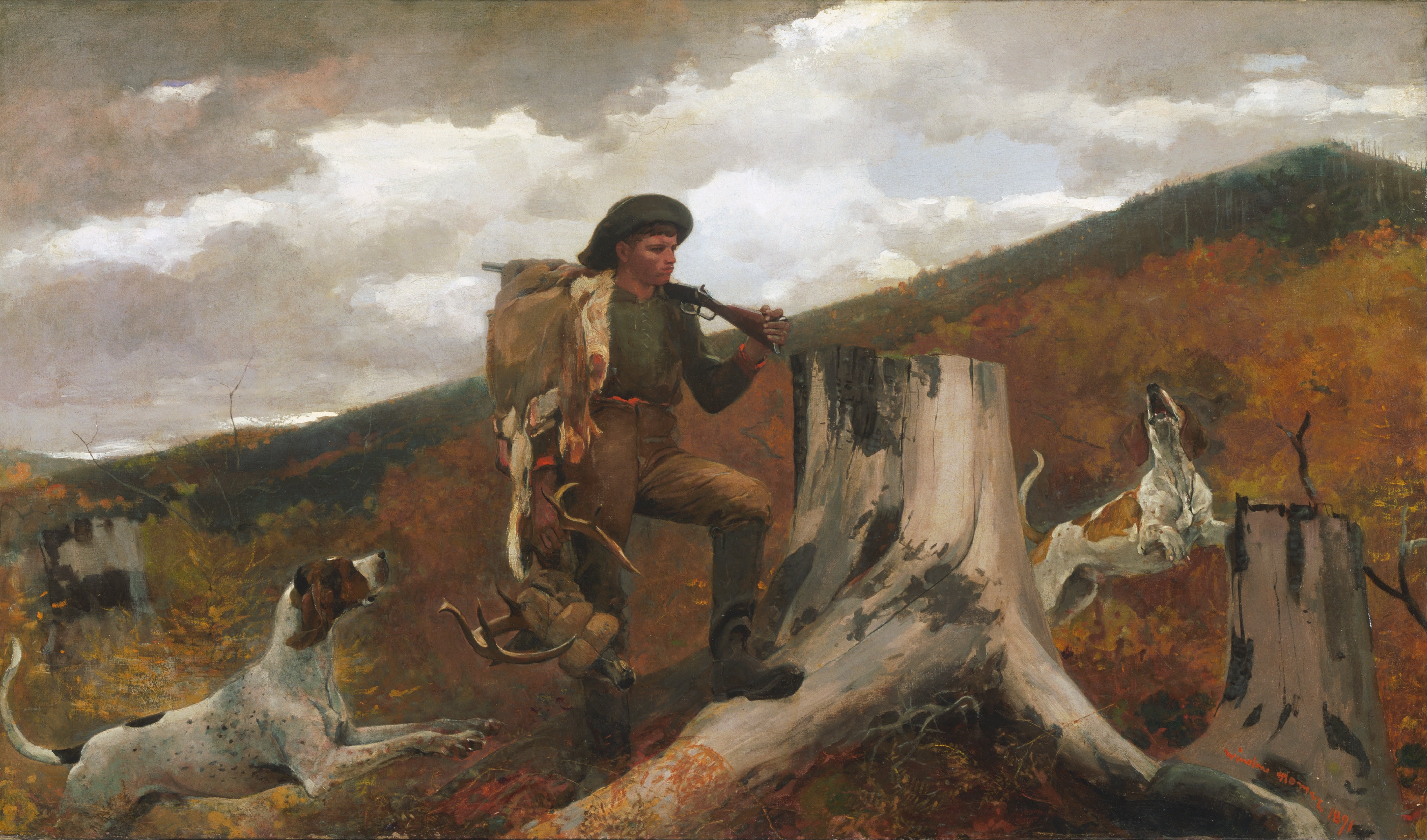《猎人和狗》（a huntsman and dogs）｜温斯洛·霍默 Winslow Homer｜不明