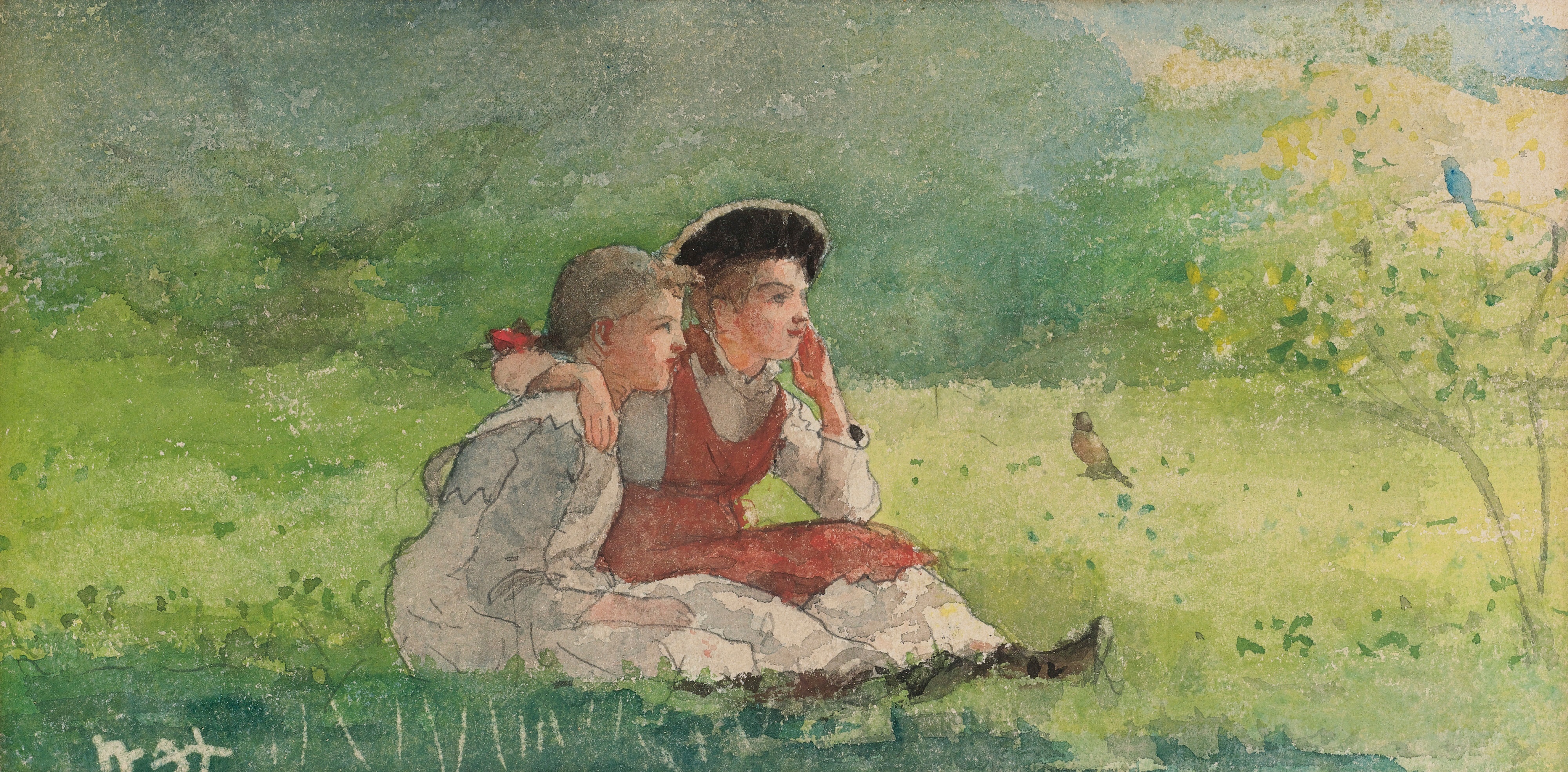 《听鸟叫》（listening to the birds）｜温斯洛·霍默 Winslow Homer｜不明