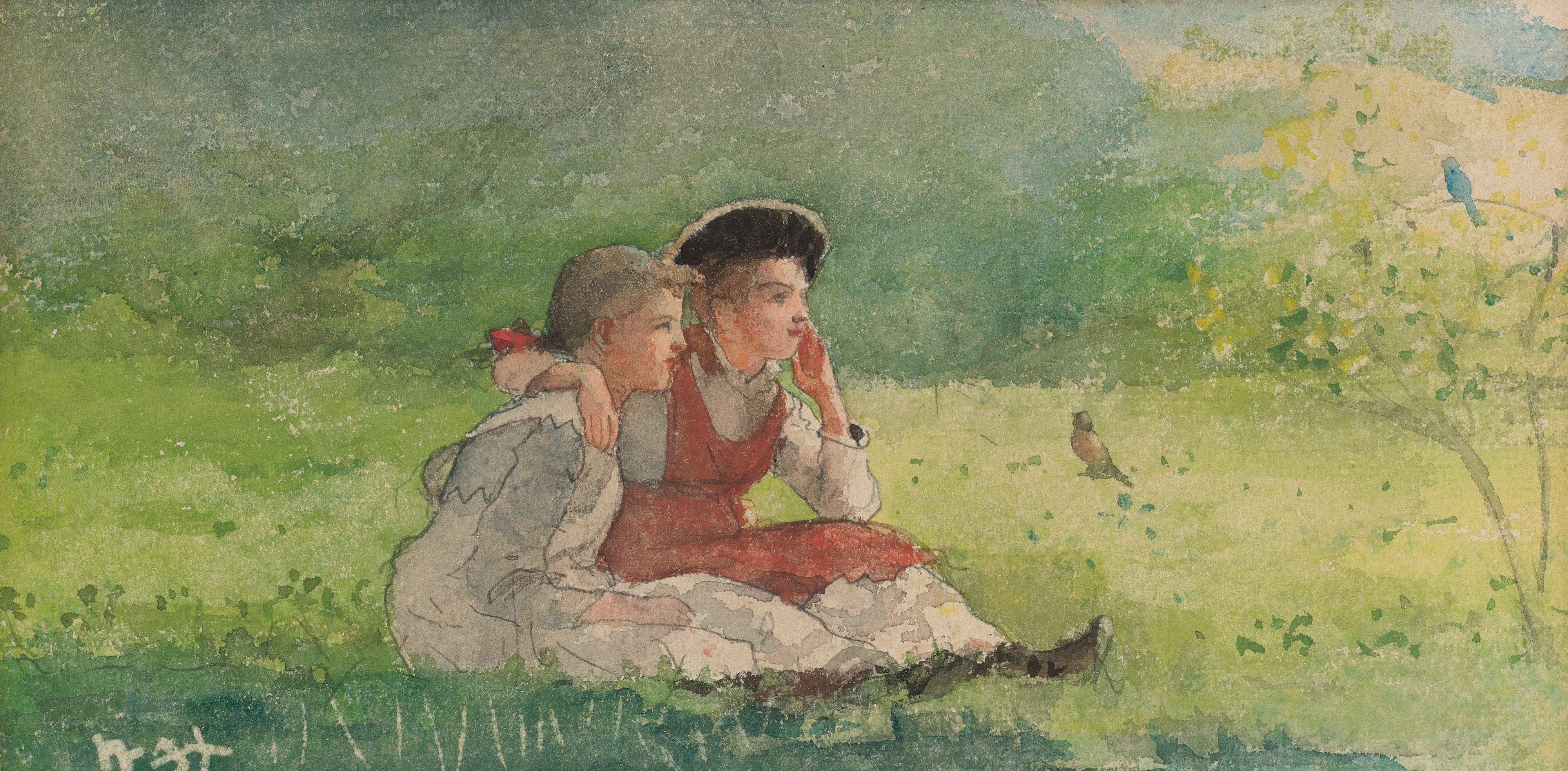 《听鸟叫》（listening to the birds）｜温斯洛·霍默 Winslow Homer｜不明