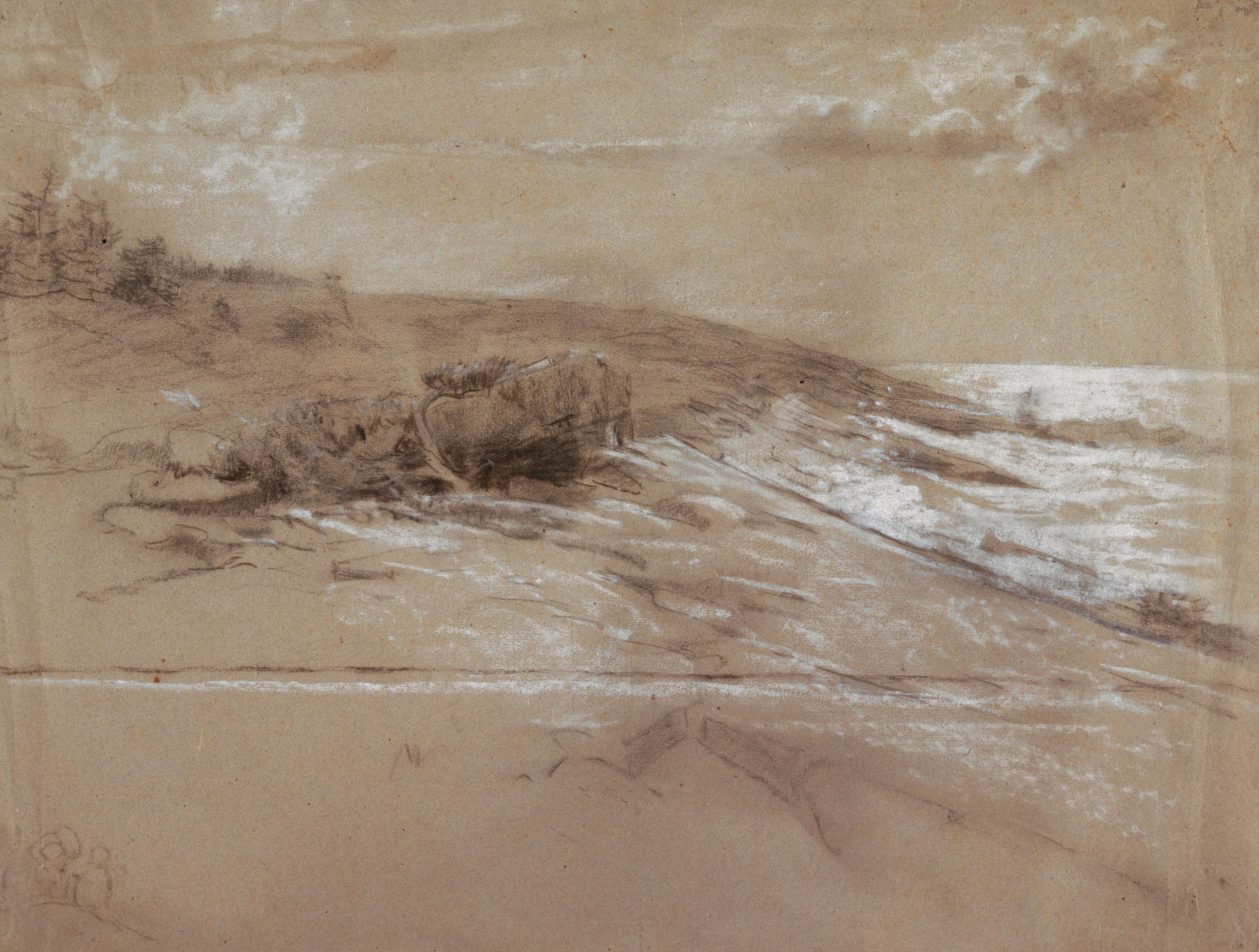 《海岸与灌木松树伸出脖子东点 188490》（seacoast with scrub pines prouts neck eastern point 188490）｜温斯洛·霍默 Winslow Homer｜不明