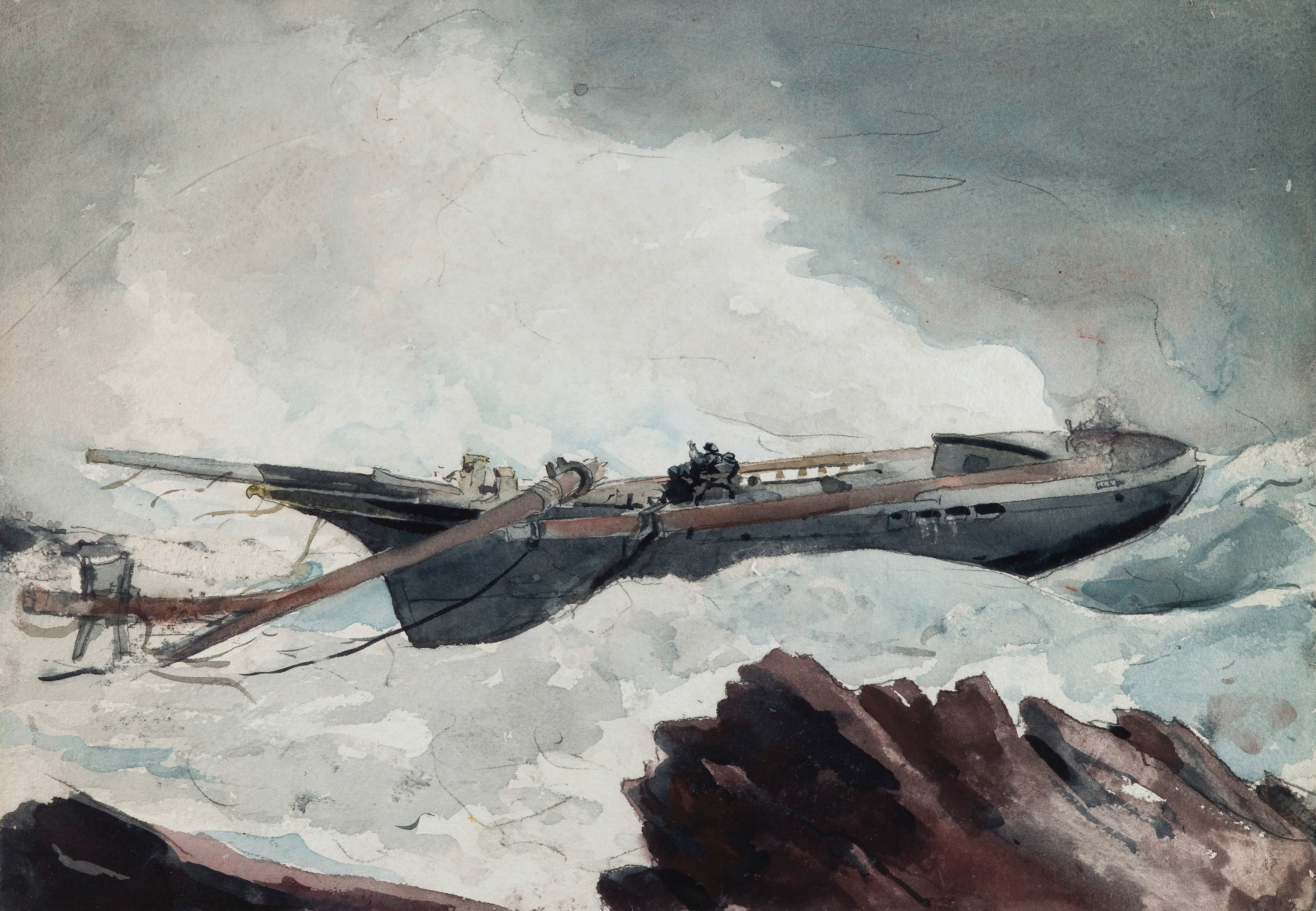《失事帆船 c 19001910》（the wrecked schooner c 19001910）｜温斯洛·霍默 Winslow Homer｜不明